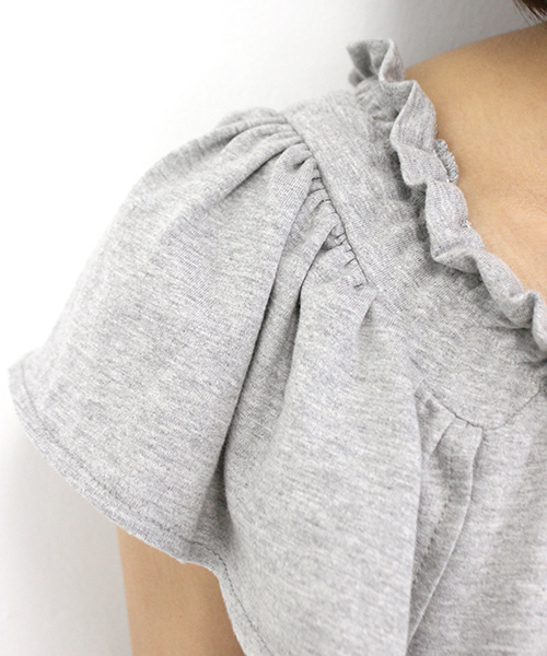 mystic（ミスティック）の「シャーリングプルオーバー（Tシャツ/カットソー・レディース・オフホワイト/ブラック/グレー/ブルー・ﾌﾘ-）」の6枚目の写真