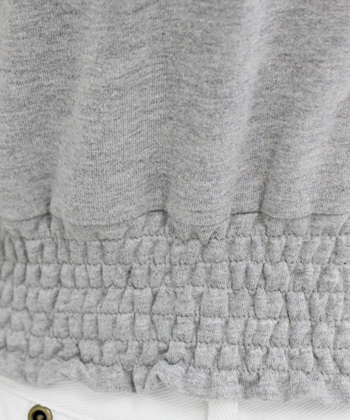 mystic（ミスティック）の「シャーリングプルオーバー（Tシャツ/カットソー・レディース・オフホワイト/ブラック/グレー/ブルー・ﾌﾘ-）」の7枚目の写真