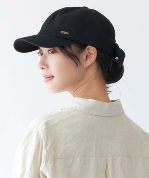 ORNERTE(オルネート)の「【ORNERTE】コットンリボンキャップ(キャップ)」|ブラック