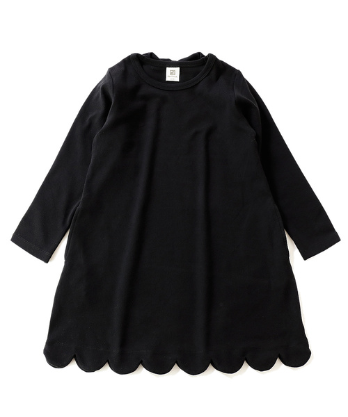 devirock（デビロック）の「スカラップ長袖ワンピース（ワンピース・キッズ・ブラック/ネイビー/杢グレー/キャメル/ホワイト×ネイビー/ネイビー×ホワイト/ベージュ×ブラック・80ｃｍ/90cm/110cm/100cm/120cm/130cm/140cm/150cm/160cm）」の14枚目の写真