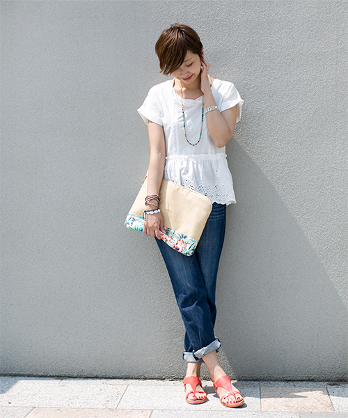 NANO universe（ナノユニバース）の「リゾート柄クラッチ 3点セット（クラッチバッグ・レディース・ブラウン/ベージュ/ブルー・FREE）」の7枚目の写真