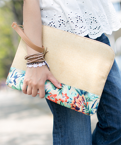 NANO universe（ナノユニバース）の「リゾート柄クラッチ 3点セット（クラッチバッグ・レディース・ブラウン/ベージュ/ブルー・FREE）」の9枚目の写真