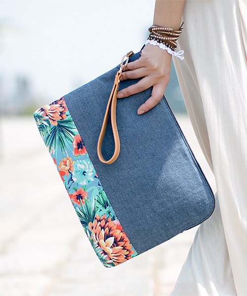 NANO universe（ナノユニバース）の「リゾート柄クラッチ 3点セット（クラッチバッグ・レディース・ブラウン/ベージュ/ブルー・FREE）」の10枚目の写真