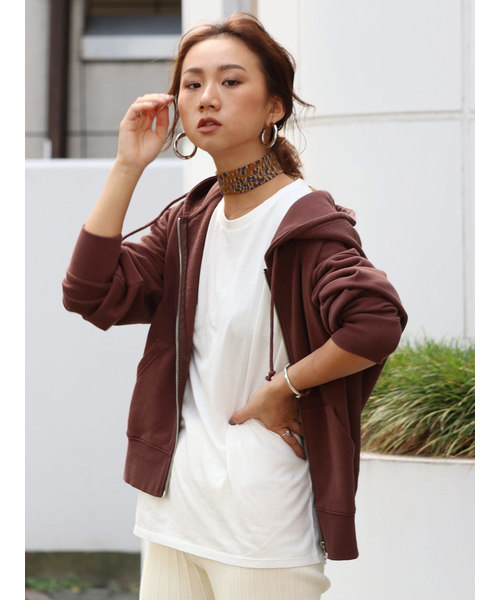 Ungrid（アングリッド）の「ルーズジップパーカー（パーカー・レディース・杢グレー/ネイビー/ブラウン・マルチサイズ）」の2枚目の写真