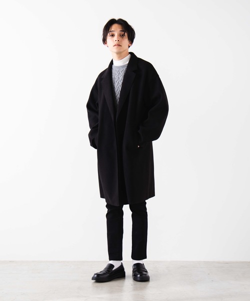 WEGO（ウィゴー）の「WEGO/ニットメルトンオーバーコート（チェスターコート・メンズ・ブラック/ネイビー/キャメル・MEDIUM/LARGE）」の19枚目の写真