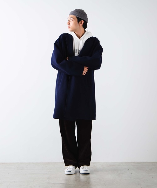 WEGO（ウィゴー）の「WEGO/ニットメルトンオーバーコート（チェスターコート・メンズ・ブラック/ネイビー/キャメル・MEDIUM/LARGE）」の22枚目の写真