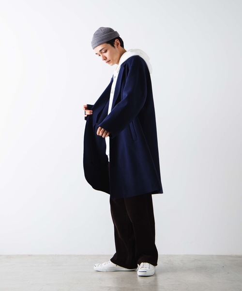 WEGO（ウィゴー）の「WEGO/ニットメルトンオーバーコート（チェスターコート・メンズ・ブラック/ネイビー/キャメル・MEDIUM/LARGE）」の8枚目の写真