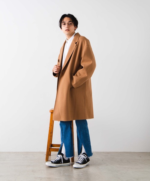 WEGO（ウィゴー）の「WEGO/ニットメルトンオーバーコート（チェスターコート・メンズ・ブラック/ネイビー/キャメル・MEDIUM/LARGE）」の17枚目の写真