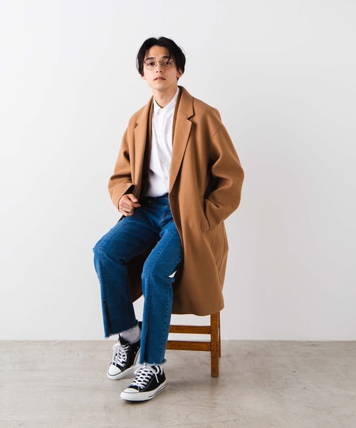 WEGO（ウィゴー）の「WEGO/ニットメルトンオーバーコート（チェスターコート・メンズ・ブラック/ネイビー/キャメル・MEDIUM/LARGE）」の20枚目の写真