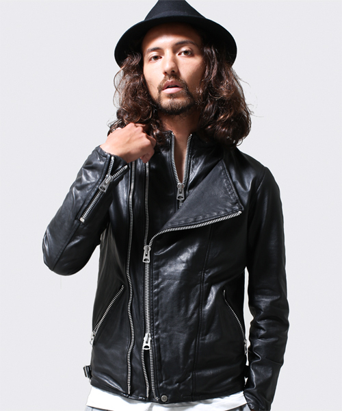 NANO universe（ナノユニバース）の「シープレザーWライダース（ライダースジャケット・メンズ・ブラック・LARGE/MEDIUM/X-LARGE/SMALL）」の5枚目の写真