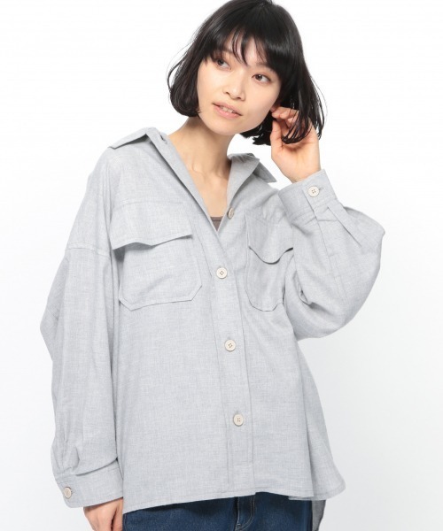LAKOLE(ラコレ)の「コットンネルオーバーサイズシャツ / LAKOLE(シャツ/ブラウス・レディース・ライトグレー/カーキ/アイボリー・SMALL/MEDIUM)」の12枚目の写真