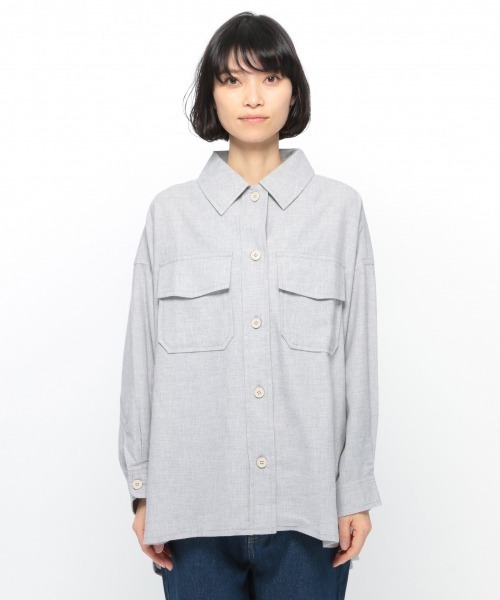 LAKOLE(ラコレ)の「コットンネルオーバーサイズシャツ / LAKOLE(シャツ/ブラウス・レディース・ライトグレー/カーキ/アイボリー・SMALL/MEDIUM)」の13枚目の写真