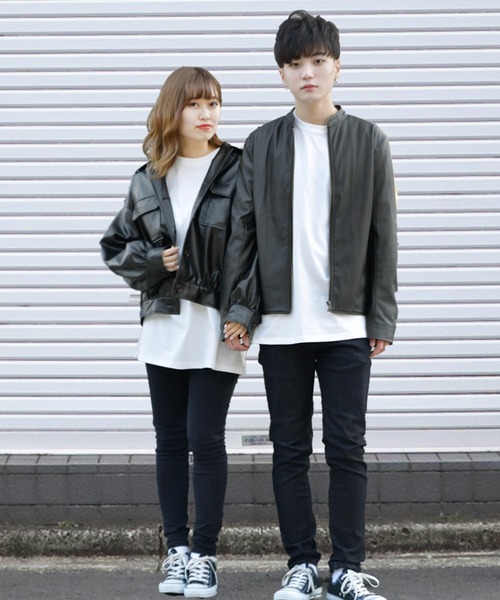 PairPair（ペアペア）の「フェイクレザーシングルライダースジャケット（ライダースジャケット・メンズ・ブラック・FREE）」の2枚目の写真