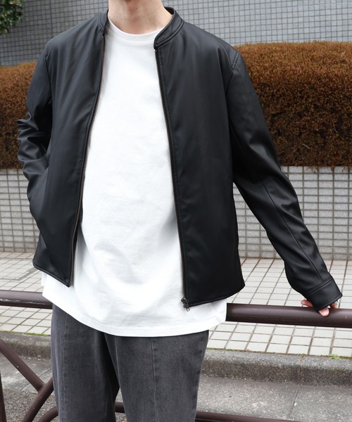 PairPair（ペアペア）の「フェイクレザーシングルライダースジャケット（ライダースジャケット・メンズ・ブラック・FREE）」の4枚目の写真