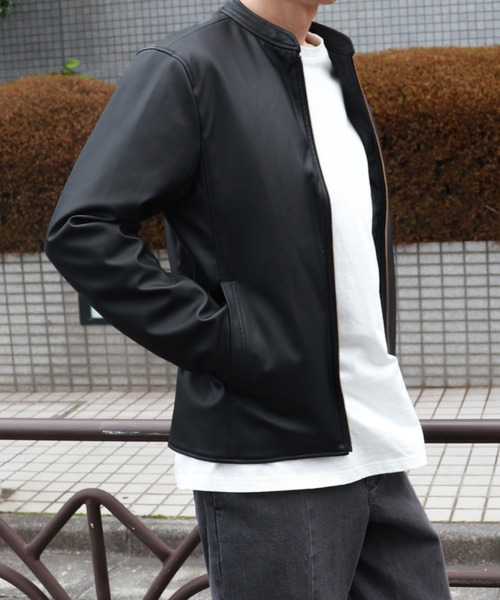 PairPair（ペアペア）の「フェイクレザーシングルライダースジャケット（ライダースジャケット・メンズ・ブラック・FREE）」の5枚目の写真