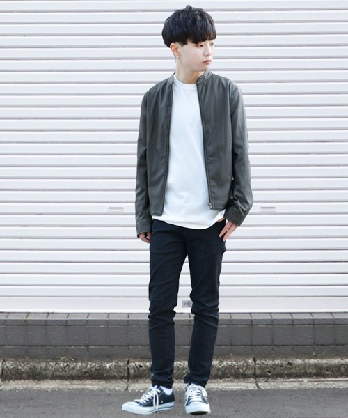 PairPair（ペアペア）の「フェイクレザーシングルライダースジャケット（ライダースジャケット・メンズ・ブラック・FREE）」の3枚目の写真