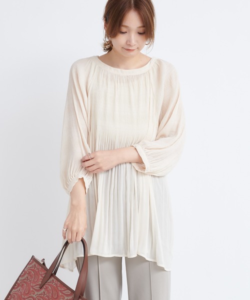 DouDou（ドゥドゥ）の「マジョリカバックリボンチュニックブラウス（シャツ/ブラウス・レディース・ライトグレー/ブラック/オフホワイト・FREE）」の4枚目の写真