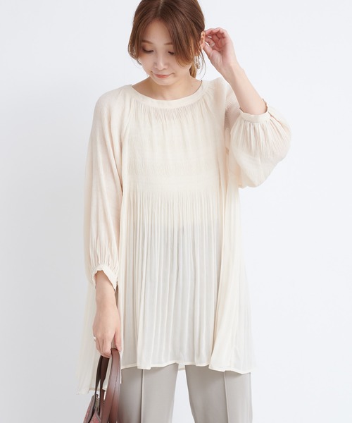 DouDou（ドゥドゥ）の「マジョリカバックリボンチュニックブラウス（シャツ/ブラウス・レディース・ライトグレー/ブラック/オフホワイト・FREE）」の13枚目の写真