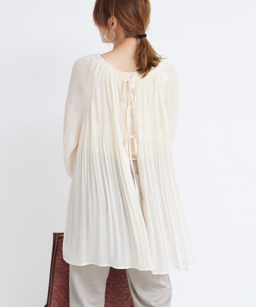 DouDou（ドゥドゥ）の「マジョリカバックリボンチュニックブラウス（シャツ/ブラウス・レディース・ライトグレー/ブラック/オフホワイト・FREE）」の9枚目の写真