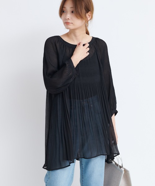 DouDou（ドゥドゥ）の「マジョリカバックリボンチュニックブラウス（シャツ/ブラウス・レディース・ライトグレー/ブラック/オフホワイト・FREE）」の10枚目の写真