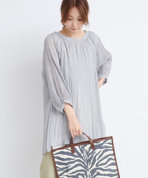 DouDou（ドゥドゥ）の「マジョリカバックリボンチュニックブラウス（シャツ/ブラウス・レディース・ライトグレー/ブラック/オフホワイト・FREE）」の20枚目の写真