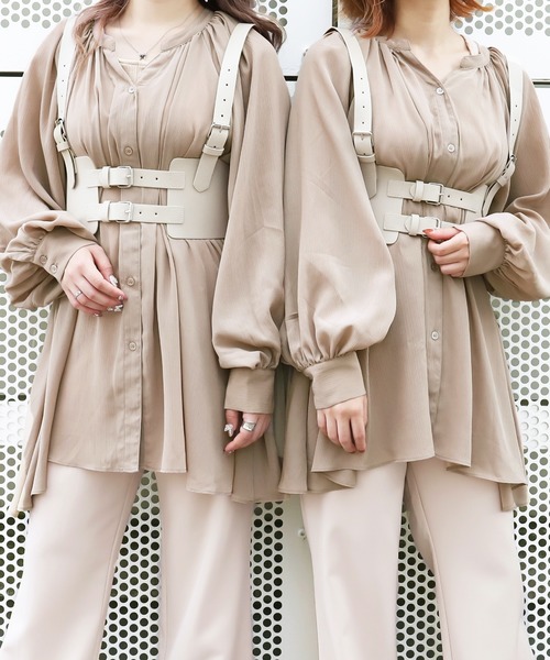 PairPair(ペアペア)の「楊柳ブラウス×ハーネスベルトSET(シャツ/ブラウス・レディース・アイボリー/モカ・FREE)」の8枚目の写真