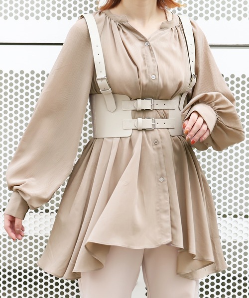 PairPair(ペアペア)の「楊柳ブラウス×ハーネスベルトSET(シャツ/ブラウス・レディース・アイボリー/モカ・FREE)」の10枚目の写真