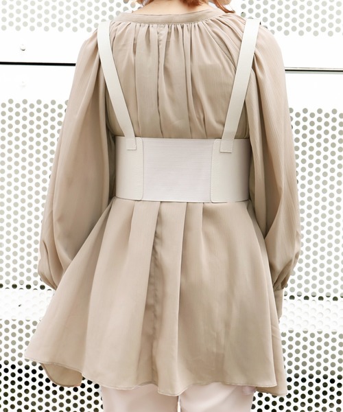 PairPair(ペアペア)の「楊柳ブラウス×ハーネスベルトSET(シャツ/ブラウス・レディース・アイボリー/モカ・FREE)」の11枚目の写真