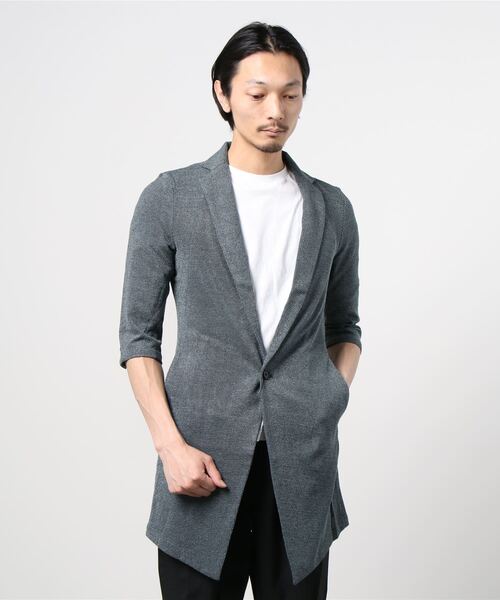 TORNADO MART(トルネードマート)の「TORNADO MART∴ブライトタックメッシュ7分袖チェスター(Tシャツ/カットソー・メンズ・ネイビー/サックスブルー/ブラック・LL/MEDIUM/LARGE)」の3枚目の写真