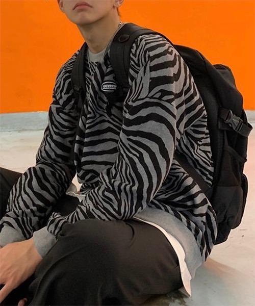 WESTBOY（ウエストボーイ）の「【WB ORIGINALS】 Zebra Printed Long-sleeve Sweat WO21W06TP（ニット/セーター・メンズ・ホワイト/グレー/カーキ・M/L/XL）」の14枚目の写真