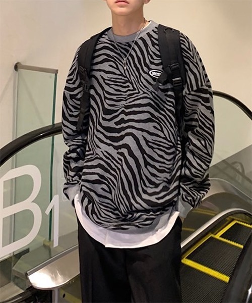 WESTBOY（ウエストボーイ）の「【WB ORIGINALS】 Zebra Printed Long-sleeve Sweat WO21W06TP（ニット/セーター・メンズ・ホワイト/グレー/カーキ・M/L/XL）」の15枚目の写真