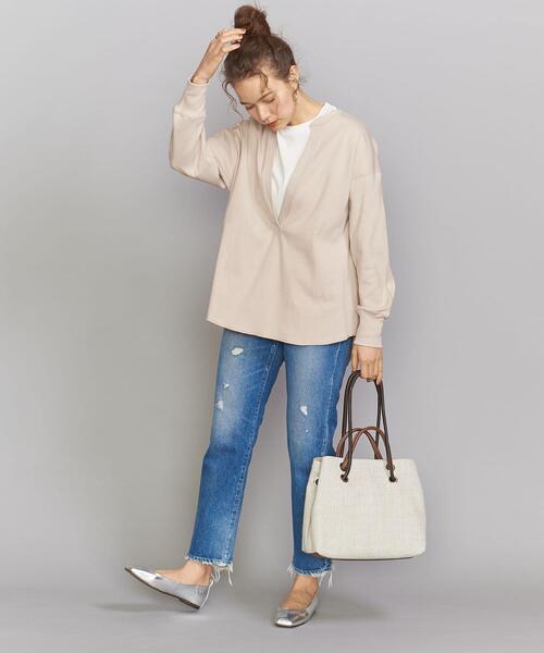 BEAUTY&YOUTH UNITED ARROWS(ビューティーアンドユースユナイテッドアローズ)の「BY ディープVネックロングスリーブカットソー(Tシャツ/カットソー・レディース・ダークグレー/ライトピンク/ケリー・FREE)」の19枚目の写真