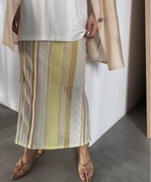 MEDI SHEER RANDOM STRIPE SKIRT