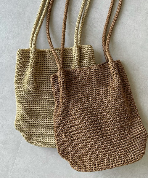 y/m by misato（イムバイミサト）の「コード編みポシェット（かごバッグ・レディース・ベージュ/ブラウン・FREE）」の6枚目の写真