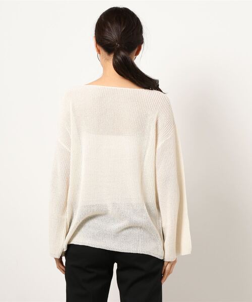 INNOCENT BLUE（イノセントブルー）の「【innocent blue/イノセントブルー】スカシアミニットトップス　フレアスリーブ　ビッグシルエット（Tシャツ/カットソー・レディース・ブラック/パープル/ブルー/ライトブラウン/アイボリー/ライトベージュ・MEDIUM）」の7枚目の写真