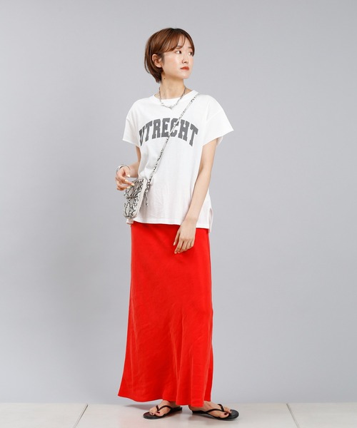 DouDou（ドゥドゥ）の「麻混ソフトマーメイドスカート（スカート・レディース・ピンク/グレイッシュベージュ/ブラック/ブラック系その他/オフホワイト/レッド/イエロー・FREE）」の15枚目の写真