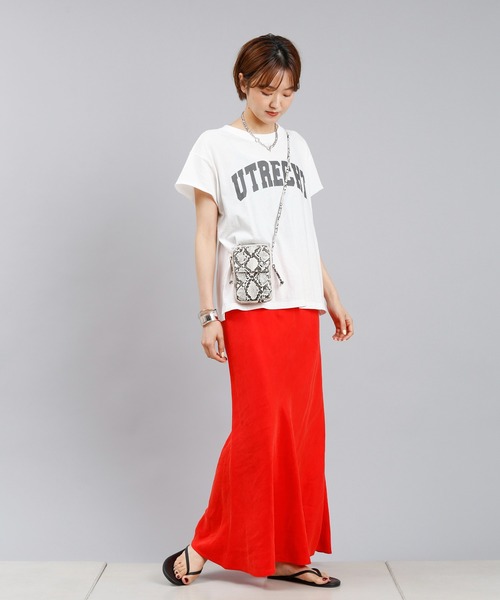 DouDou（ドゥドゥ）の「麻混ソフトマーメイドスカート（スカート・レディース・ピンク/グレイッシュベージュ/ブラック/ブラック系その他/オフホワイト/レッド/イエロー・FREE）」の18枚目の写真