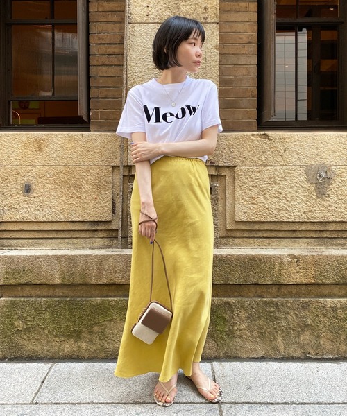 DouDou（ドゥドゥ）の「麻混ソフトマーメイドスカート（スカート・レディース・ピンク/グレイッシュベージュ/ブラック/ブラック系その他/オフホワイト/レッド/イエロー・FREE）」の11枚目の写真