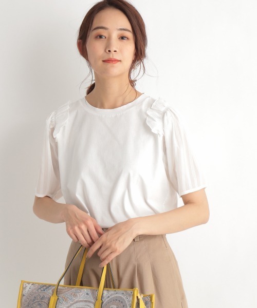 Andemiu（アンデミュウ）の「ソデシアーフリルカットソー947459（Tシャツ/カットソー・レディース・オフホワイト/ブラック/ブルー・FREE）」の20枚目の写真