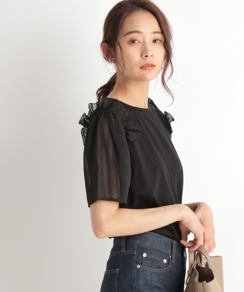 Andemiu（アンデミュウ）の「ソデシアーフリルカットソー947459（Tシャツ/カットソー・レディース・オフホワイト/ブラック/ブルー・FREE）」の10枚目の写真