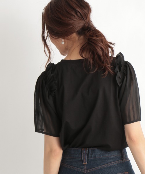 Andemiu（アンデミュウ）の「ソデシアーフリルカットソー947459（Tシャツ/カットソー・レディース・オフホワイト/ブラック/ブルー・FREE）」の13枚目の写真