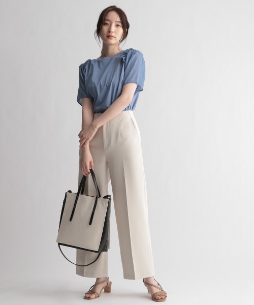 Andemiu（アンデミュウ）の「ソデシアーフリルカットソー947459（Tシャツ/カットソー・レディース・オフホワイト/ブラック/ブルー・FREE）」の5枚目の写真