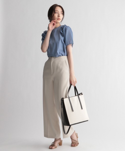 Andemiu（アンデミュウ）の「ソデシアーフリルカットソー947459（Tシャツ/カットソー・レディース・オフホワイト/ブラック/ブルー・FREE）」の8枚目の写真