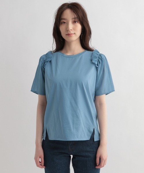 Andemiu（アンデミュウ）の「ソデシアーフリルカットソー947459（Tシャツ/カットソー・レディース・オフホワイト/ブラック/ブルー・FREE）」の11枚目の写真