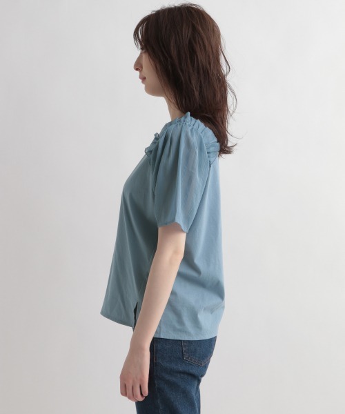 Andemiu（アンデミュウ）の「ソデシアーフリルカットソー947459（Tシャツ/カットソー・レディース・オフホワイト/ブラック/ブルー・FREE）」の14枚目の写真