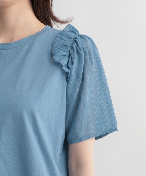 Andemiu（アンデミュウ）の「ソデシアーフリルカットソー947459（Tシャツ/カットソー・レディース・オフホワイト/ブラック/ブルー・FREE）」の22枚目の写真