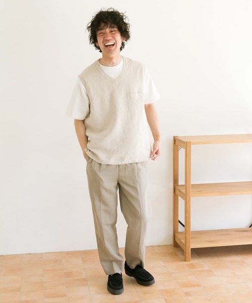URBAN RESEARCH DOORS（アーバンリサーチドアーズ）の「リネンVベスト（ベスト・メンズ・カーキ/ホワイト系その他・38/40）」の10枚目の写真