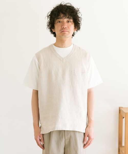 URBAN RESEARCH DOORS（アーバンリサーチドアーズ）の「リネンVベスト（ベスト・メンズ・カーキ/ホワイト系その他・38/40）」の11枚目の写真