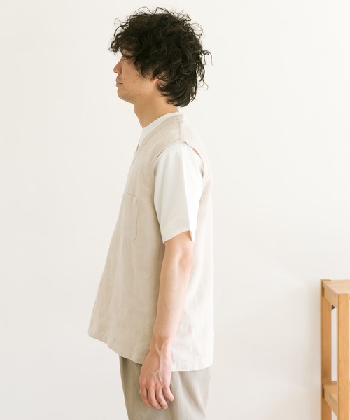 URBAN RESEARCH DOORS（アーバンリサーチドアーズ）の「リネンVベスト（ベスト・メンズ・カーキ/ホワイト系その他・38/40）」の12枚目の写真
