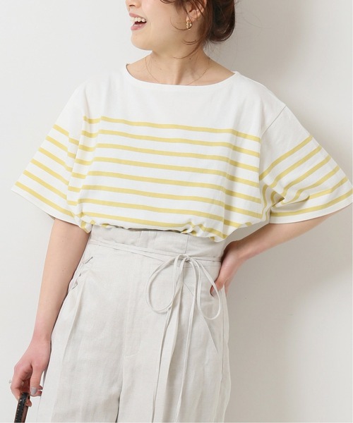 Spick & Span（スピックアンドスパン）の「バスクボーダーオーバーハーフスリーブ◆（Tシャツ/カットソー・レディース・イエロー/ネイビー/ラベンダー・FREE）」の3枚目の写真